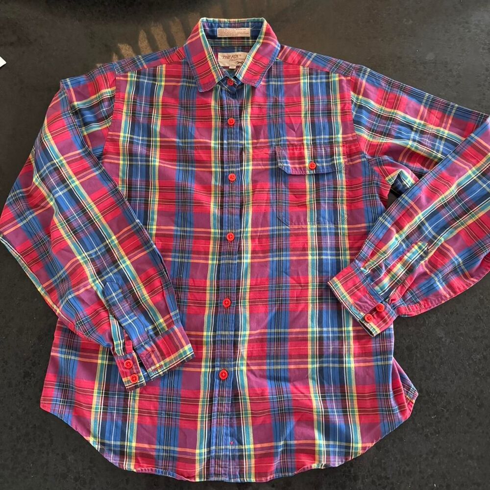Vintage Red and Blue Plaid Button Down Shirt